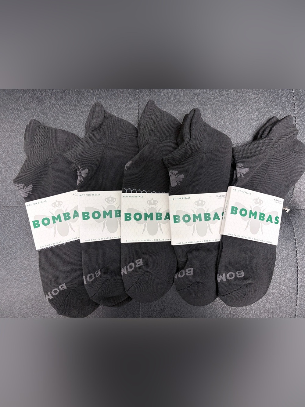 Bombas Ankle Socks XL 5 Pair Unisex Womens & Mens Honeycomb Black